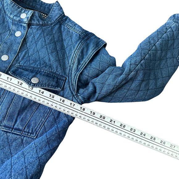 Veronica Beard Killian Quilted Denim Jacket Women Small Blue Pockets Snap Front - Picture 8 of 10